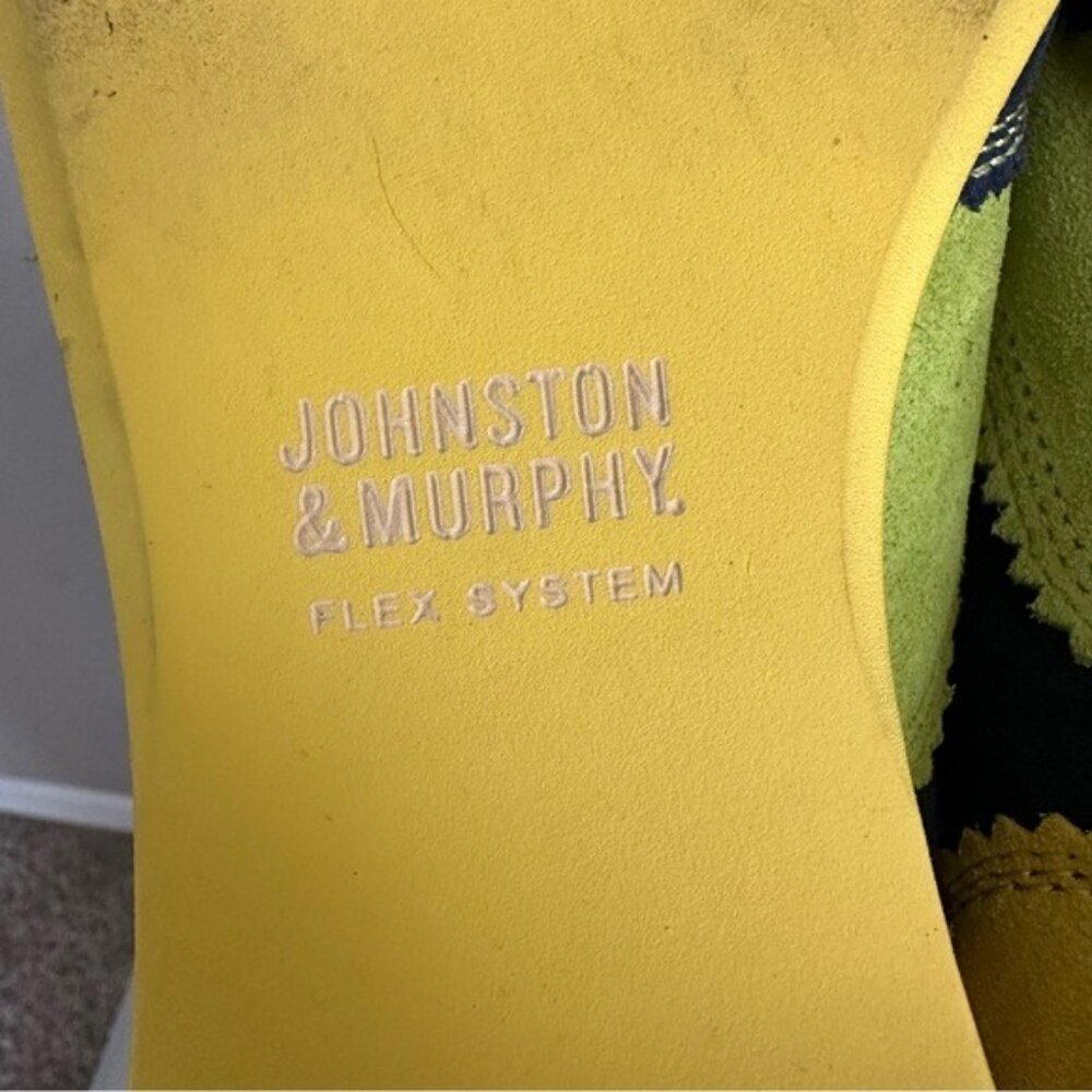 Johnston & Murphy Ladies Derby Oxford Shoes Blue Yellow Lime Green Suede Size 7 - Picture 10 of 12